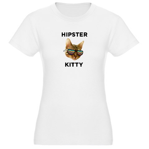 Hipster Kitty Fitted Women's T-Shirt